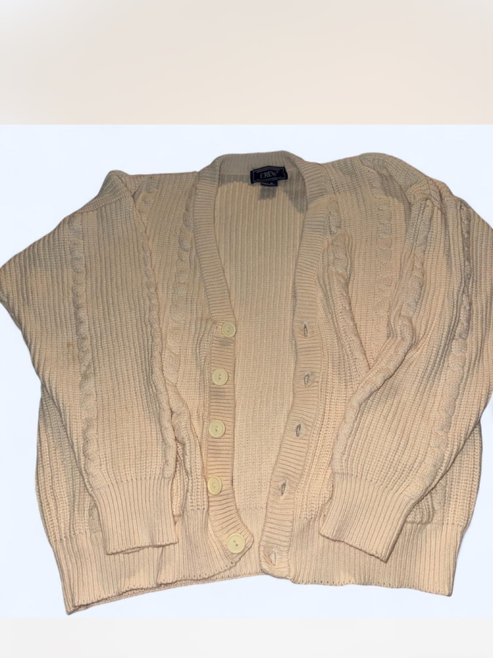 Vintage J. Crew Cream Cable Knit Button-Front Cardigan